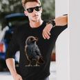 カラス 鳥 カラス ハクセキレイ ハシブトガラス クロカラス 長袖Tシャツ 彼への贈り物