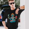 カーリー-ヒンドゥー教の神神のグラフィックバックプリント 長袖Tシャツ 彼への贈り物
