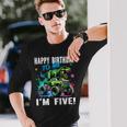 キッズ ハッピーモンスタートラックがテーマの5歳の誕生日 5歳 男の子 5歳 長袖Tシャツ 彼への贈り物