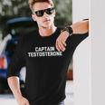メンズ キャプテンテストステロンtシャツ 面白いウェイトリフティングワークアウトジム 長袖Tシャツ 彼への贈り物