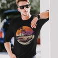 クラシック マッスルカー レトロ ビンテージ スタイル ビーチ サンセット 長袖Tシャツ 彼への贈り物