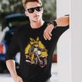 クールなウサギ オートバイライダー 野生の野ウサギバイカー 長袖Tシャツ 彼への贈り物