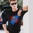 コンゴ民主共和国の国旗付きサッカーボール 長袖Tシャツ 彼への贈り物
