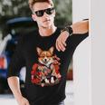 コーギー 着物 サムライ 伝統 日本アニメ アート 忍者 長袖Tシャツ 彼への贈り物