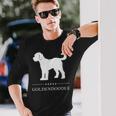 ゴールデンドゥードル 犬 ホワイト シルエット 長袖Tシャツ 彼への贈り物