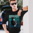 サックスを奏でる猫 ヴィンテージ 猫 ジャズ サックス 音楽 サックス 長袖Tシャツ 彼への贈り物