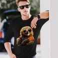 サングラスをかけたナマケモノかわいいナマケモノ 長袖Tシャツ 彼への贈り物