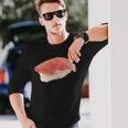 サーモン握り ローポリお寿司 鮭 レトロディザイン 長袖Tシャツ 彼への贈り物