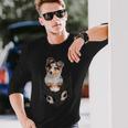 シェルティー犬愛好家のためのポケットに入った面白いシェットランドシープドッグ 長袖Tシャツ 彼への贈り物