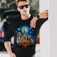 シュールレアリスム 星月夜 ノートルダム大聖堂 長袖Tシャツ 彼への贈り物
