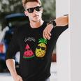 スイカとパイナップルをダビング カワイイ サマーフルーツ 長袖Tシャツ 彼への贈り物