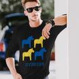 スウェーデンダラ馬スウェーデン国旗 長袖Tシャツ 彼への贈り物