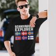 スカンジナビア エクスプローラー フラグ スウェーデン ノルウェー アイスランド 長袖Tシャツ 彼への贈り物