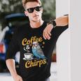 セキセイインコ コーヒー チャープス セキセイインコ 長袖Tシャツ 彼への贈り物