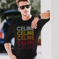 セリーヌ レトロ ワードマーク パターン ビンテージスタイル カスタムネーム 長袖Tシャツ 彼への贈り物