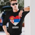 セルビア国旗シャツ 長袖Tシャツ 彼への贈り物