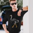 ダチョウ ポートレート 動物 モチーフ 描画 鳥 アート 長袖tシャツ 長袖Tシャツ 彼への贈り物