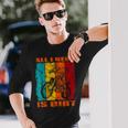 ダートバイク レトロデザイン All I Need Is Dirt Motocross ダートバイク 長袖Tシャツ 彼への贈り物