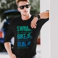 トライアスロン ギフト 水泳 バイク ラン トライアスレット トレーニング アスリート 長袖Tシャツ 彼への贈り物