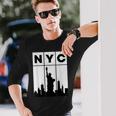 ニューヨークシティ Nyc スカイライン エンパイアステートビル 長袖Tシャツ 彼への贈り物