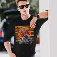 ハロウィーン スケルトン ライディング モンスタートラック トリックオア トリート パーティー 長袖Tシャツ 彼への贈り物