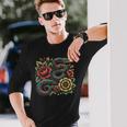 パイソン ヘビ フローラル ボール パイソン タトゥーフラワー 長袖Tシャツ 彼への贈り物