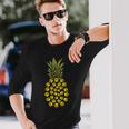 パイナップル猫の肉球プリント 長袖Tシャツ 彼への贈り物