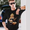 ピンナップガール 演奏 バンジョー ブルーグラス ミュージシャン ヴィンテージ 長袖Tシャツ 彼への贈り物