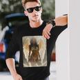 ピンナップガール 男性用 エンジェルピンナップ ブルネット エンジェルガール 長袖Tシャツ 彼への贈り物