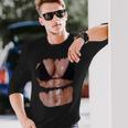 フェイク 腹筋 面白い ビキニ ボディ マッスル 6パック 3D 長袖Tシャツ 彼への贈り物