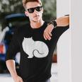 ペルシャ猫のふわふわした座り姿 Persian Cat Fluffyittingilhouette 長袖Tシャツ 彼への贈り物