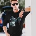ペルセウスとメデューサ像 長袖Tシャツ 彼への贈り物