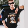 ボクサー 犬 天使 長袖Tシャツ 彼への贈り物