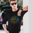 ボヘミアンの秘教の精神的な太陽と月 長袖Tシャツ 彼への贈り物