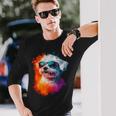 マルチーズ 犬 グラフィック ペット イラスト サングラス マルチーズ 長袖Tシャツ 彼への贈り物