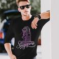 マーライオンのお土産デザインのシンガポールシティスカイライン 長袖Tシャツ 彼への贈り物
