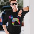 ミニチュアシュナウザー かわいい子犬 ペット 犬の飼い主 ヒッピー タイダイ 長袖Tシャツ 彼への贈り物