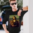 モナリザ プードルを抱く かわいい犬のアート パロディ絵画 長袖Tシャツ 彼への贈り物