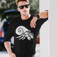 ヤドカリ ミニマリスト 白黒 長袖Tシャツ 彼への贈り物