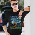 ヨークシャーテリア ハウリングムーン 星月夜 ゴッホ 面白い 長袖Tシャツ 彼への贈り物