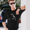 ラインアート 鳥・鳥類学者 ノーザンモズ 長袖Tシャツ 彼への贈り物