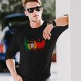 リスボン スカイライン ポルトガル国旗 絵画 ファンアート I Love Lisboa 長袖Tシャツ 彼への贈り物