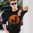 レトロ デザイン カーリー コーテッド レトリバー犬 長袖Tシャツ 彼への贈り物