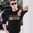 レトロな色のウクレレ ギター デザイン楽器 長袖Tシャツ 彼への贈り物