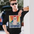 レトロ国立公園 エクアドル コトパクシ ラマ キャンプ 長袖Tシャツ 彼への贈り物