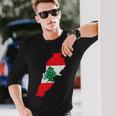レバノン国旗 地図 ベイルート 杉の木 レバノン ヘリテージデザイン 長袖Tシャツ 彼への贈り物