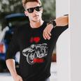 ロシアのレトロなオートバイ愛好家のためのi Love Ural 長袖Tシャツ 彼への贈り物