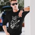 ロック・キャット I ギターを弾く猫 長袖Tシャツ 彼への贈り物