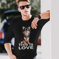 ロングヘア チワワ犬 This Is Love Brown チワワ 恋人 長袖tシャツ 長袖Tシャツ 彼への贈り物