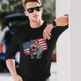 ヴィンテージ カバ アメリカ国旗 サングラス 長袖Tシャツ 彼への贈り物